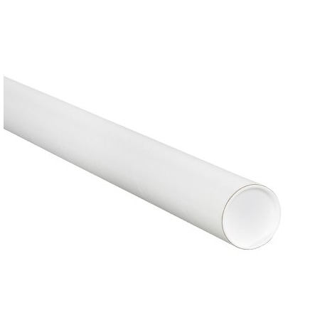 Bsc Preferred 1-1/2 x 12'' White Tubes with Caps, 50PK BUY00014418